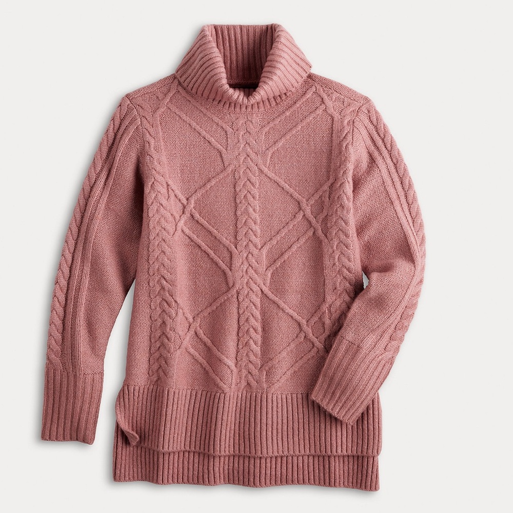 Simply Vera Vera Wang pink Mauve Cable Knit Pullover Sweater Sz XXL‎
